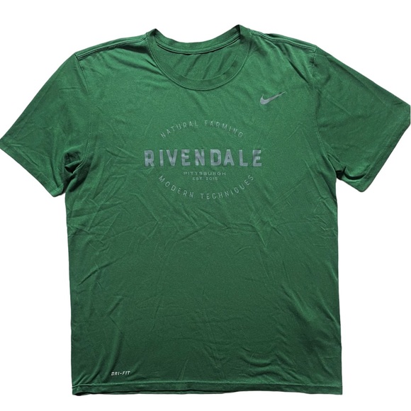 NIKE Mens Large T Shirt Rivendale Pittsburgh Green Dri Fit Short Sleeve Slim Fit - Picture 2 of 8